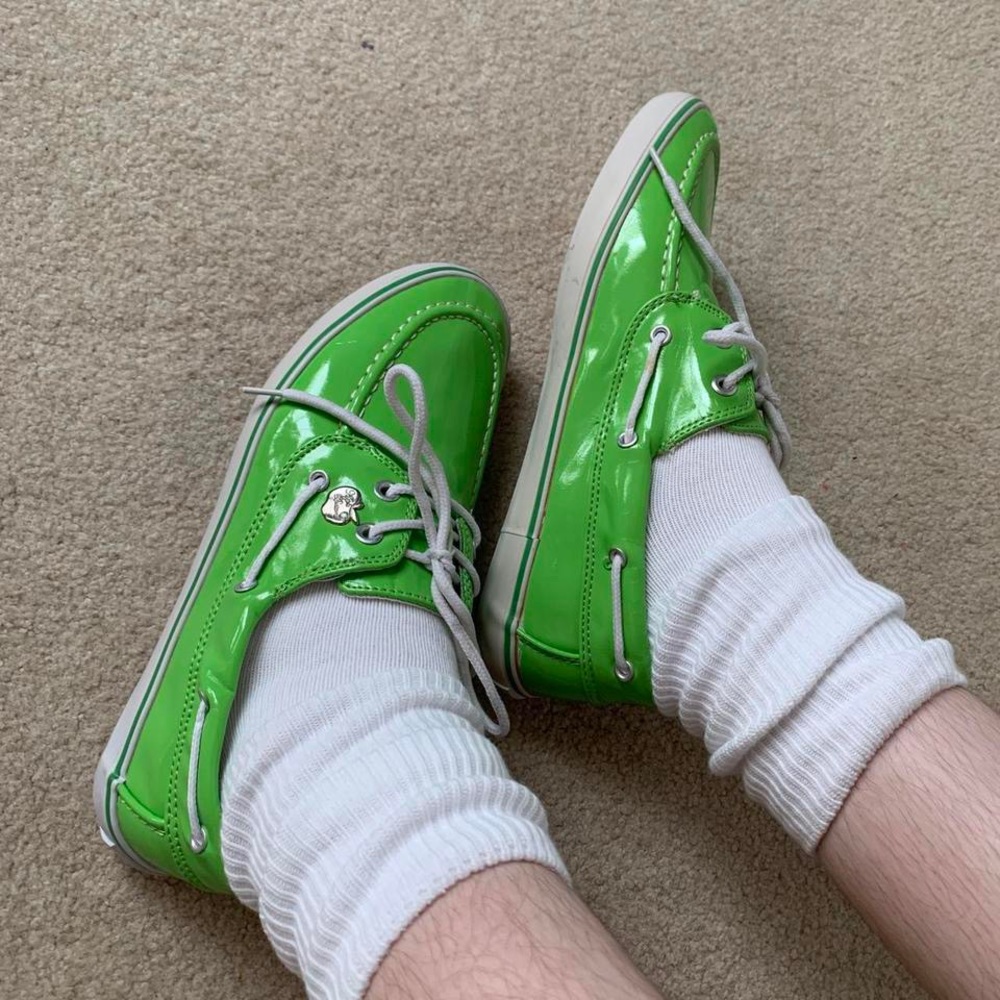 lime green loafers by apple bottoms